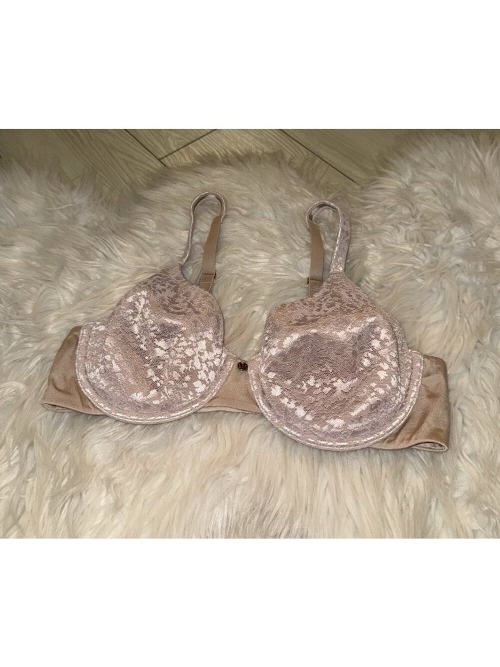 Le Mystere Safari Smoother Bra Unpadded UW Animal Print Lace Womens 34C Beige